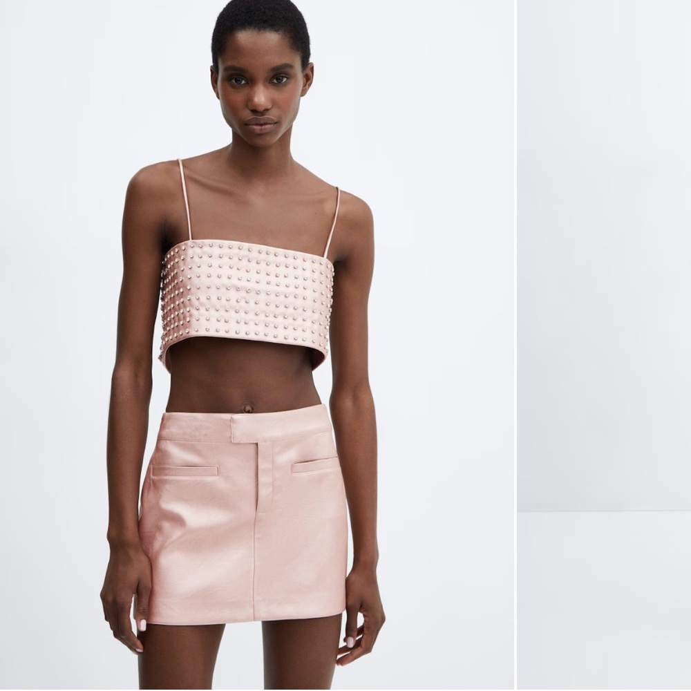 Mango Blush Pink and Brown Skirt